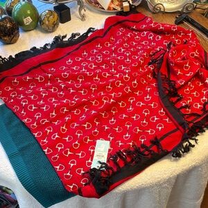 Mudpie Bag Lady Red and Black Patterned Large Reversible Scarf